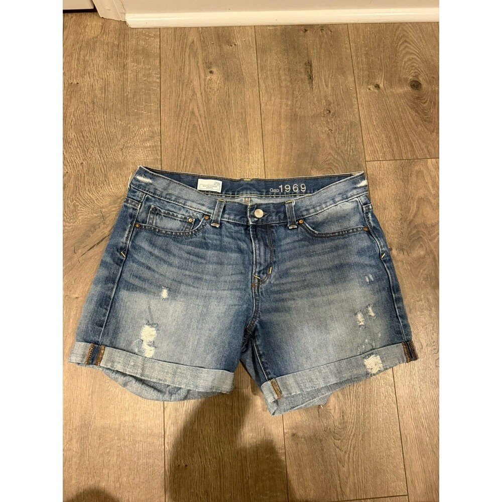 GAP Sexy Boyfriend Denim Shorts Womens Size 29 Blue Mid Rise Casual Jean Shorts